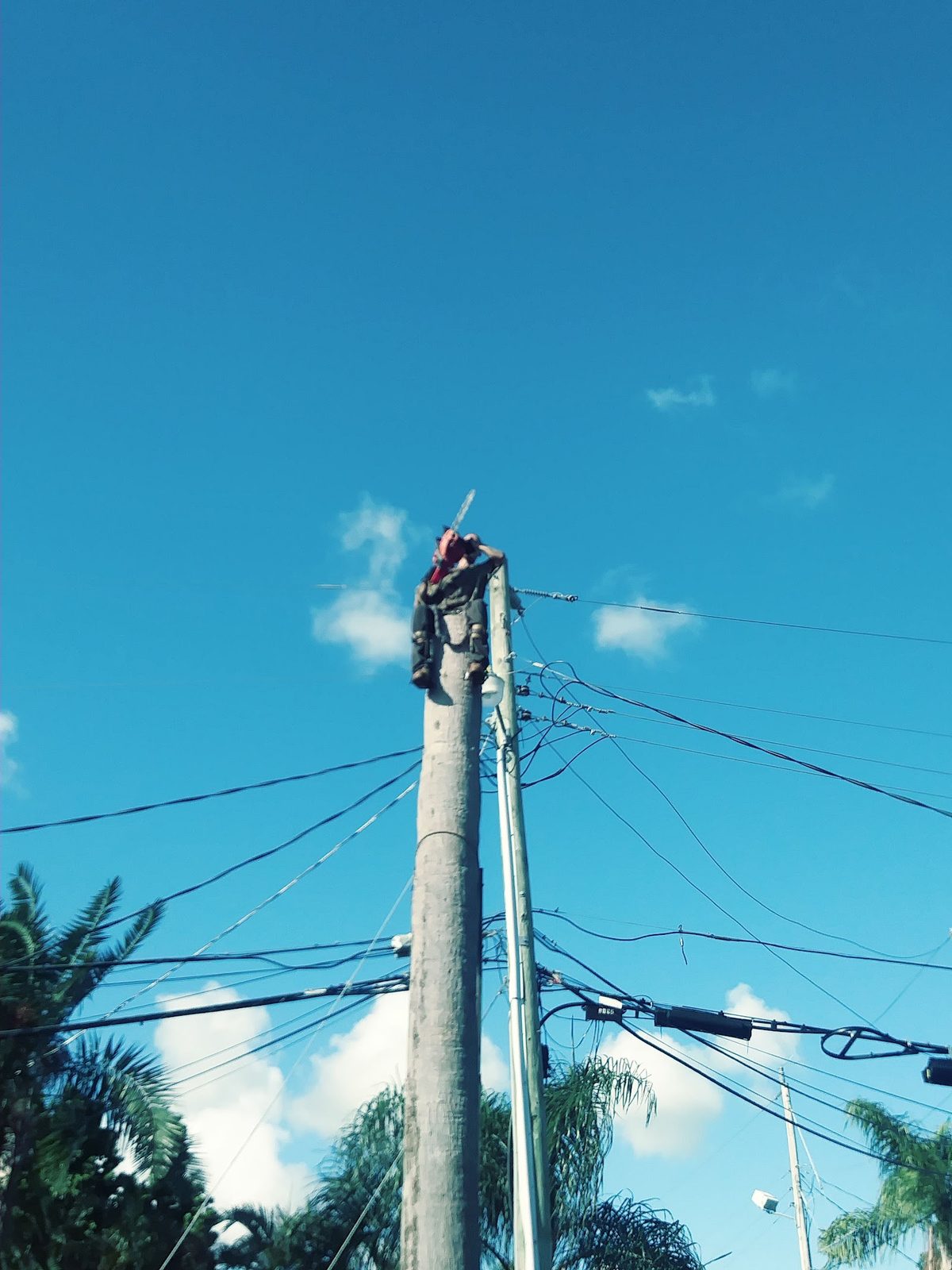Pole work above the service lines